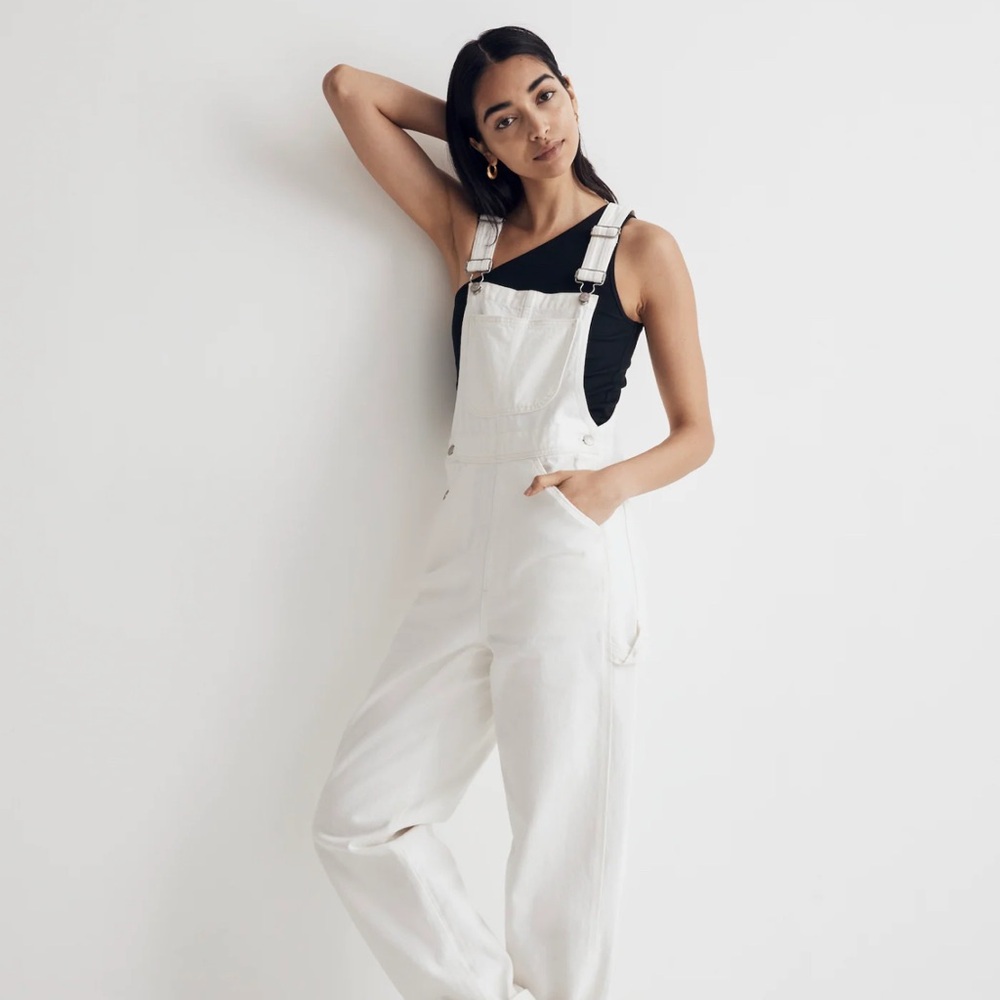 Madewell white denim jumpsuit